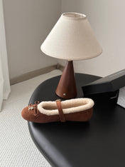CHANEL 26S MARY JANE FLATS IN BROWN SUEDE AND SHEARLING