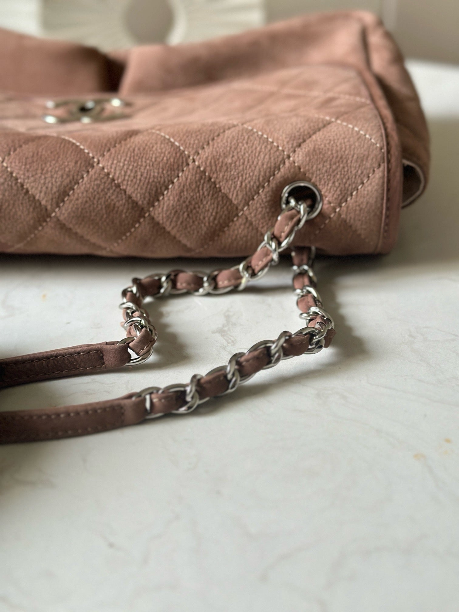 CHANEL 25S FLAP BAG 34 IN BROWN SUEDE