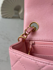 CHANEL 25S MINI FLAP BAG 18 IN PINK LAMBSKIN WITH GOLD HARDWARE