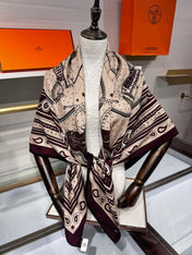 HERMES 26S SCARF 140 IN SILK AND CASHMERE 495973