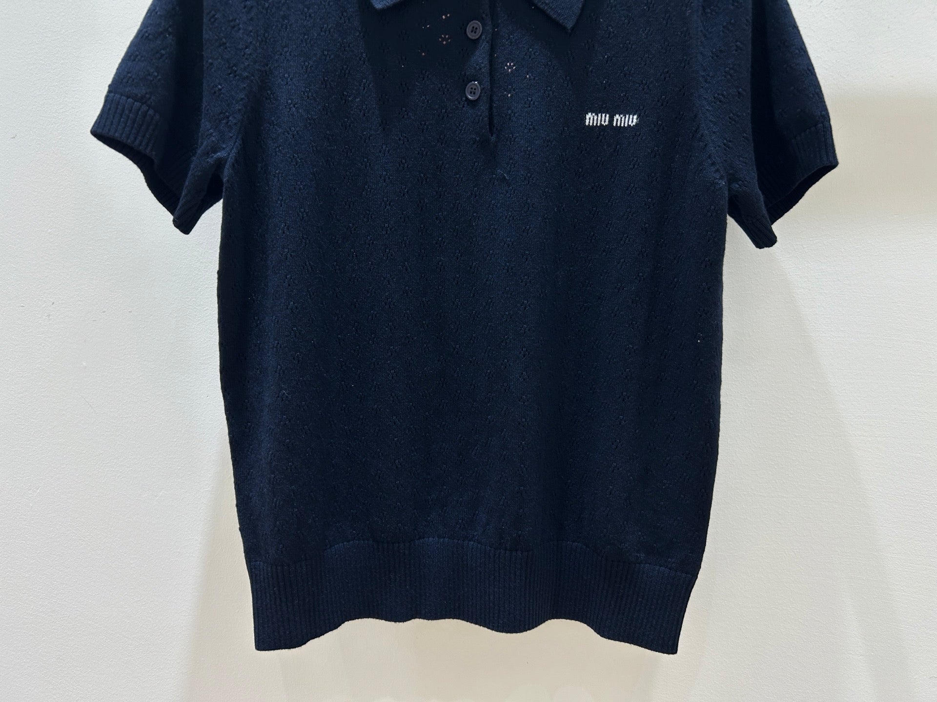 MIUMIU 26S SHORT-SLEEVE KNIT POLO SHIRT 1548
