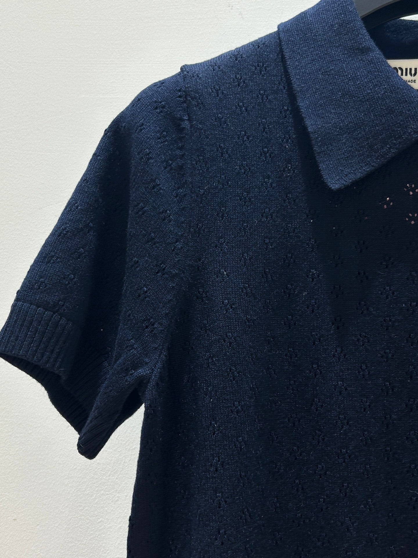 MIUMIU 26S SHORT-SLEEVE KNIT POLO SHIRT 1548