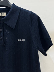 MIUMIU 26S SHORT-SLEEVE KNIT POLO SHIRT 1548