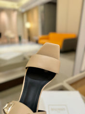 BALMAIN 25S WEDGE HEELS 105MM IN BEIGE CALFSKIN GOLD HARDWARE