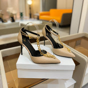 BALMAIN 25S SYNC STILETTOS WITH POINTED TOE 95MM IN BEIGE CALFSKIN