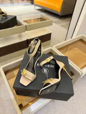 BALMAIN 25S HIGH HEELS 95MM IN BEIGE CALFSKIN