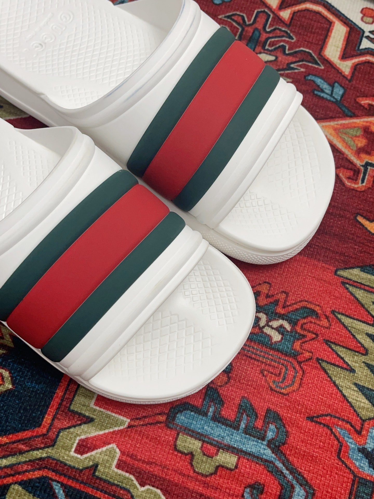 GG WEB SLIDE SANDAL WHITE RUBBER