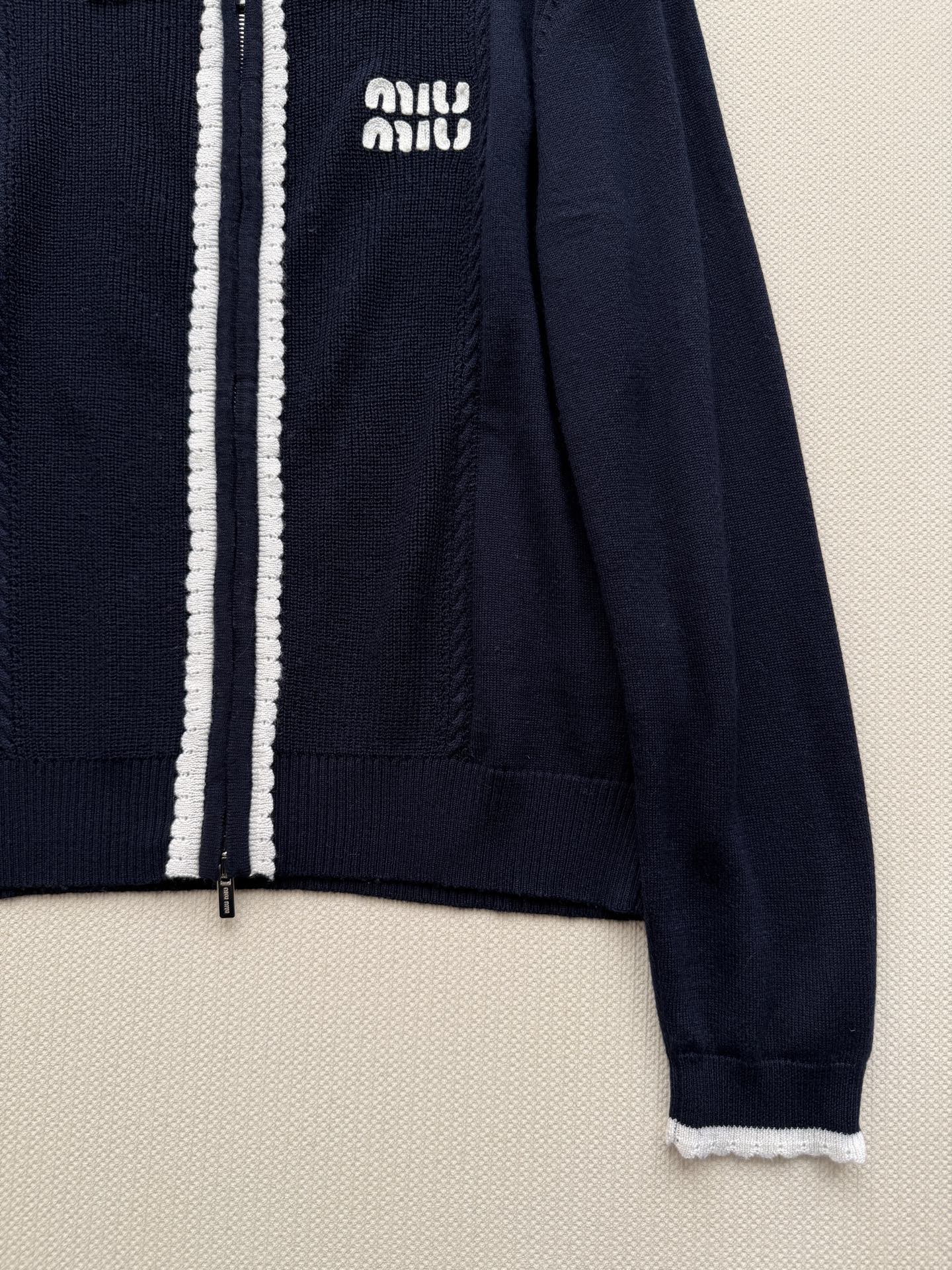 MIUMIU 26S ZIP-UP KNIT CARDIGAN 1593