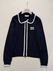 MIUMIU 26S ZIP-UP KNIT CARDIGAN 1593