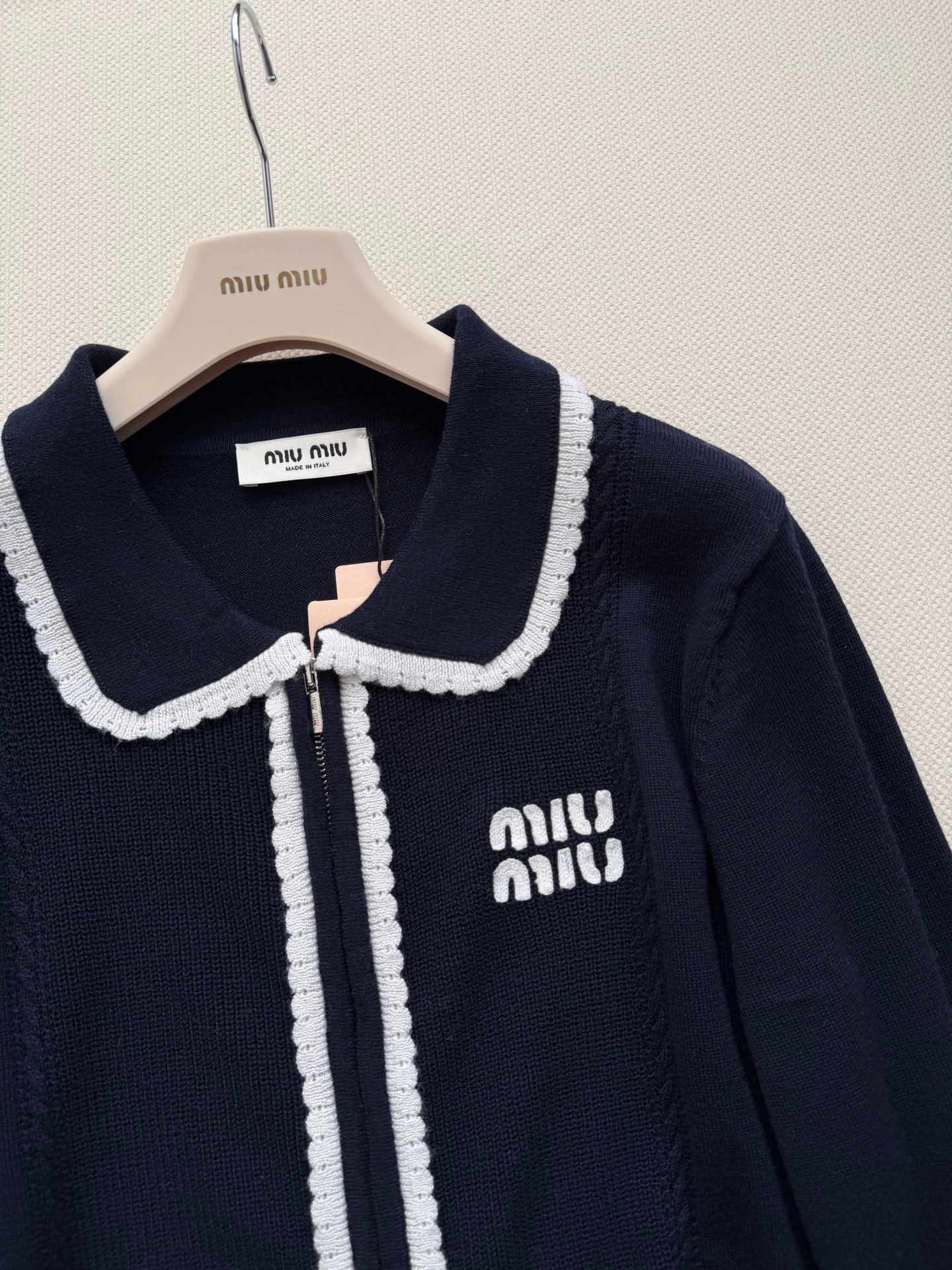 MIUMIU 26S ZIP-UP KNIT CARDIGAN 1593