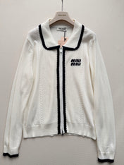 MIUMIU 26S ZIP-UP KNIT CARDIGAN 1592