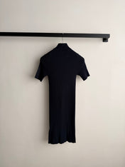 MIUMIU 26S HALF-ZIP RIBBED KNIT DRESS 1544