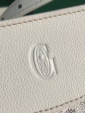 HIRONDELLE BAG 25 IN WHITE LAMBSKIN AND GOYARDINE CANVAS