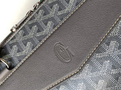 CISALPIN DOCUMENT CASE 39 IN GRAY GOYARDINE CANVAS AND CALFSKIN