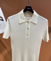 HERMES 26S SHORT-SLEEVE KNIT POLO TOP 706