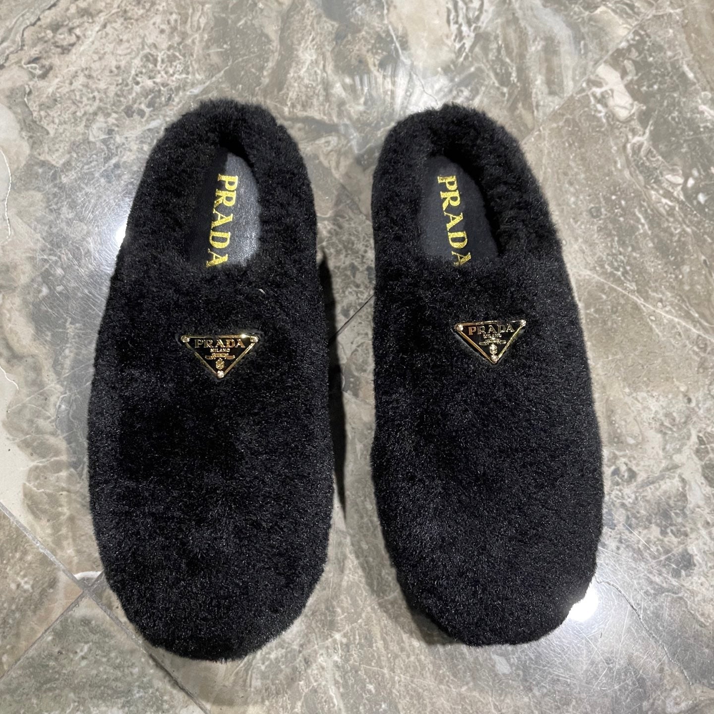 PRADA 26S SLIPPERS IN BLACK WOOL