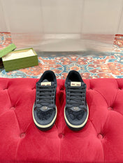 GUCCI 26S SCREENER SNEAKER IN BLACK LEATHER AND SUEDE