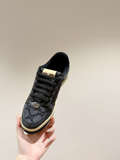 GUCCI 26S SCREENER SNEAKER IN BLACK LEATHER AND SUEDE