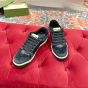 GUCCI 26S SCREENER SNEAKER IN BLACK LEATHER AND SUEDE