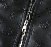 LV HOODED JACKET IN BLACK EMBOSSED CALFSKIN AND COTTON 239057