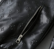 LV HOODED JACKET IN BLACK EMBOSSED CALFSKIN AND COTTON 239057