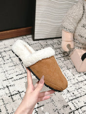 REGGIE SLIPPER IN BRONZE BROWN SUEDE AND SHEARLING LINING