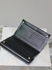 UPTOWN WALLET 21 IN BLACK CALFSKIN GOLD LOGO