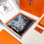 HERMES 26S PATTERNED SCARF 90 IN SILK AND CASHMERE 502226