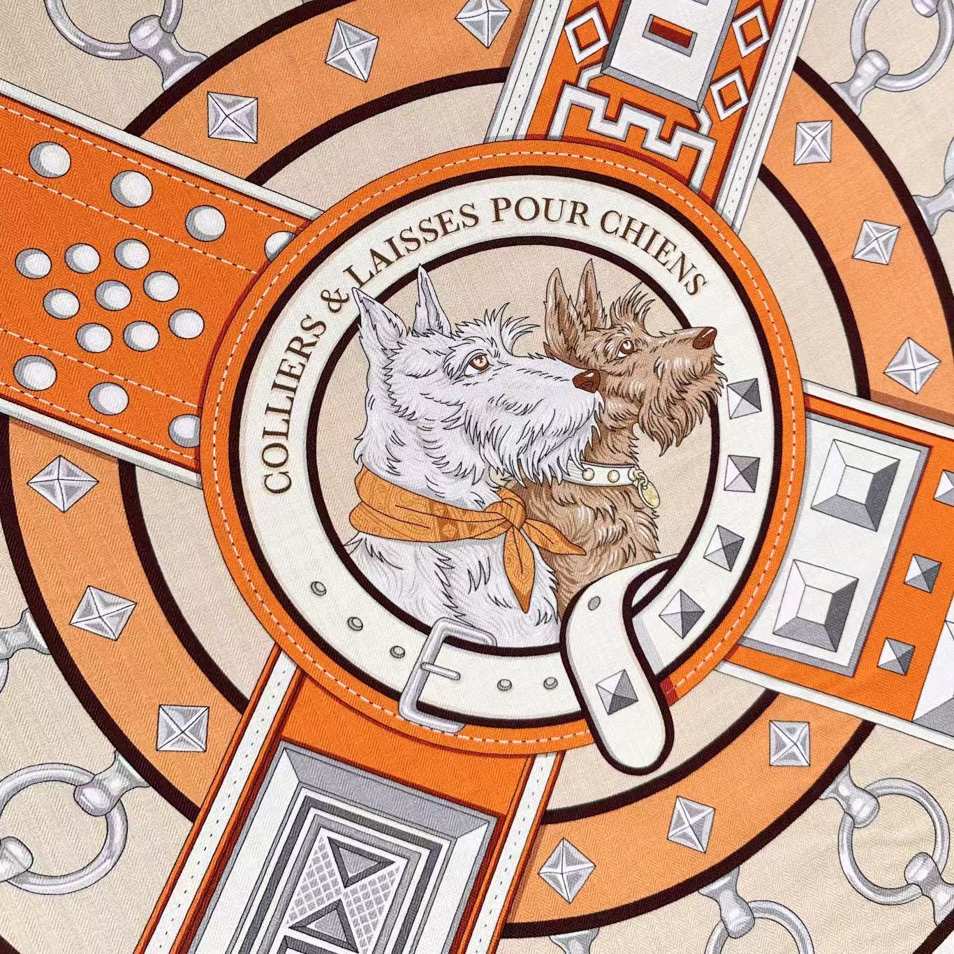 HERMES 26S PATTERNED SCARF 140 IN SILK AND CASHMERE 502249
