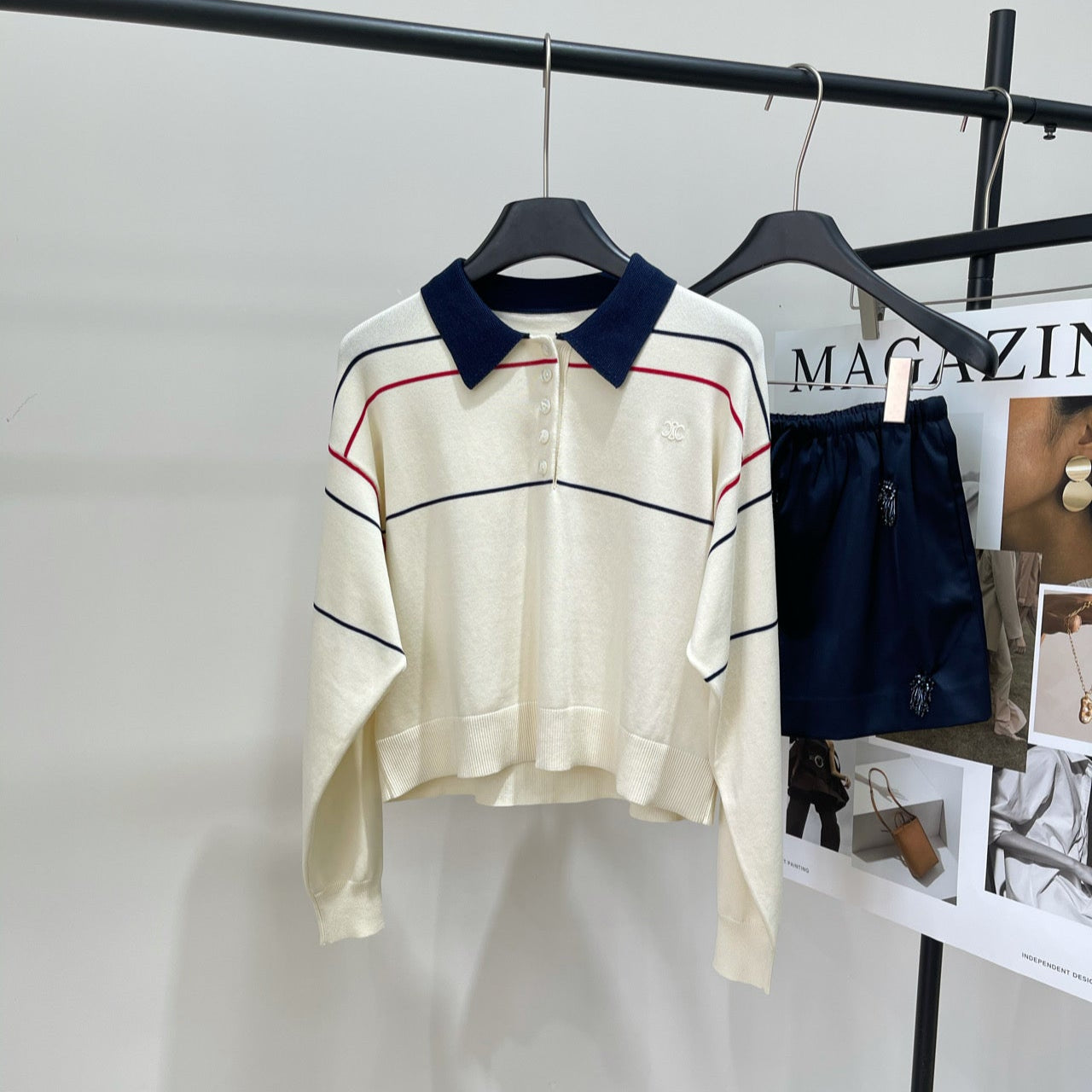CELINE LONG-SLEEVE POLO SWEATER 275968