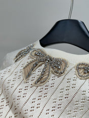 VALENTINO SHORT SLEEVE TOP WITH SEQUIN BOW 273160