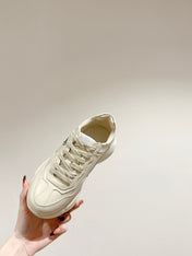 GG RHYTON TRAINER WHITE CALFSKIN WITH APPLE MOTIF