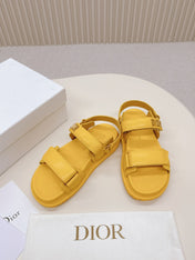 DIOR BACK-STRAP SANDALS 25S IN YELLOW CALFSKIN WITH GOLD HARDWARE