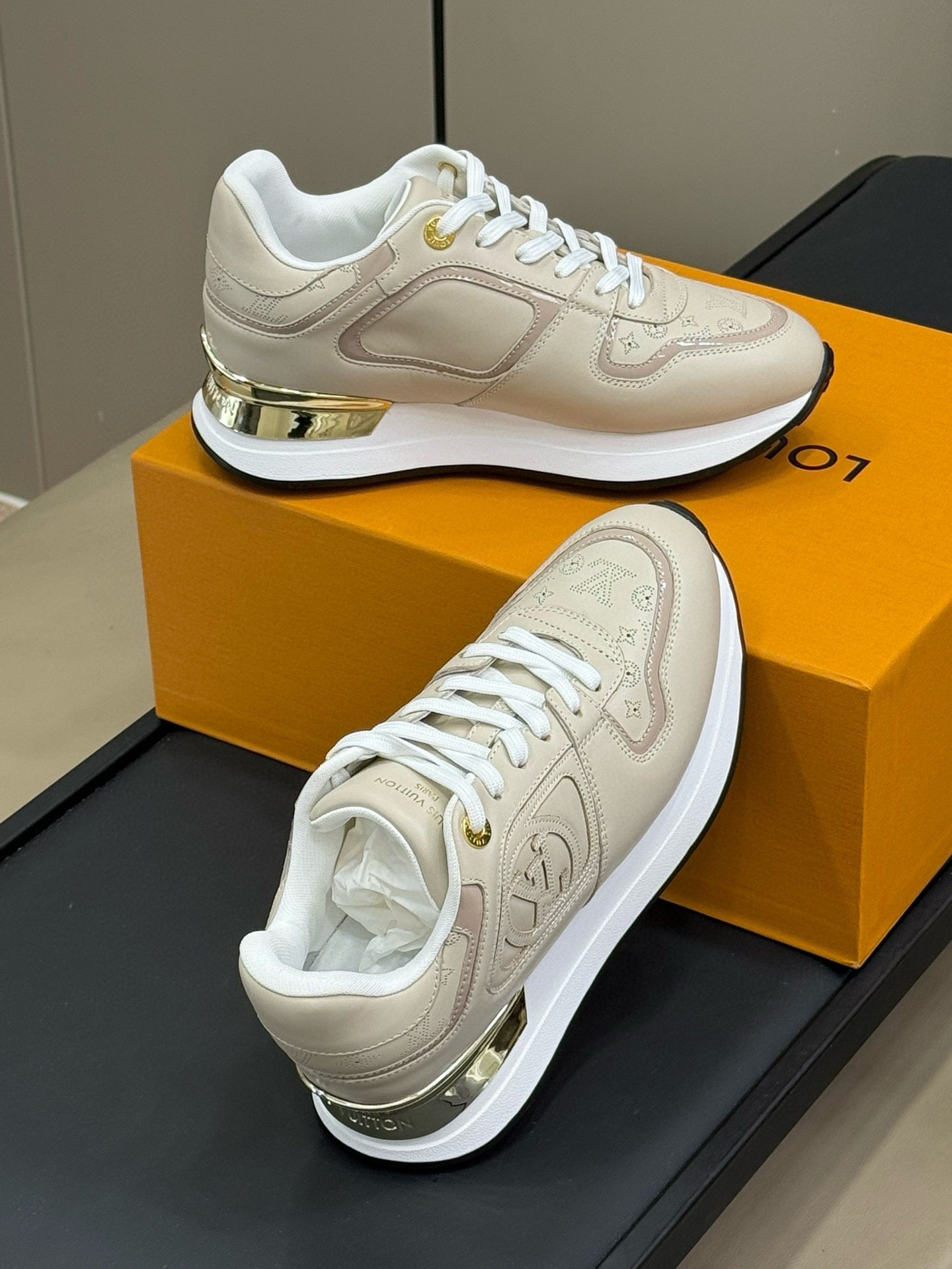 LV NEO RUN AWAY SNEAKER IN KHAKI TAN CALFSKIN