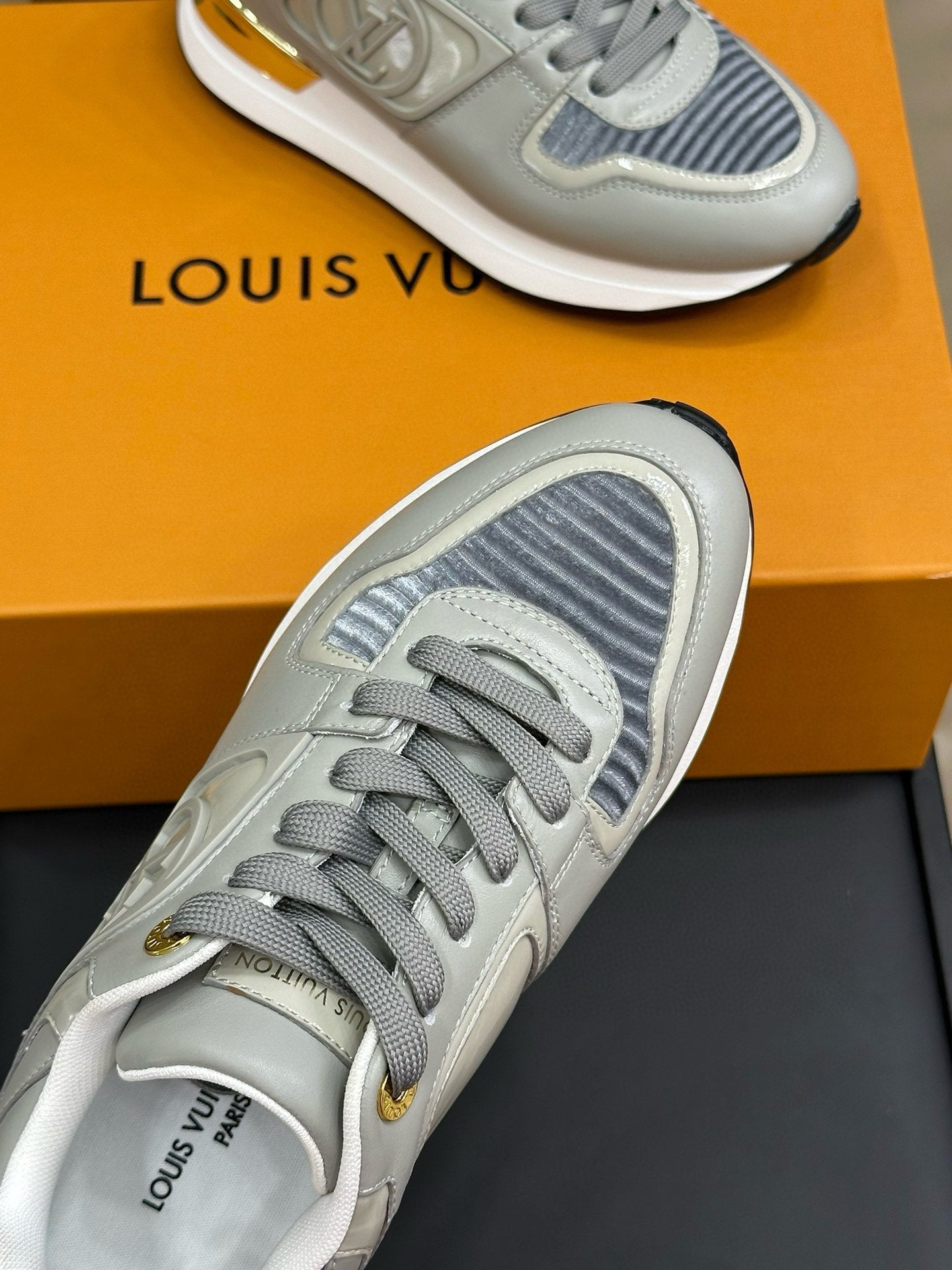 LV NEO RUN AWAY SNEAKER IN DOLPHIN GRAY CALFSKIN