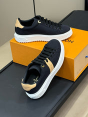 LV TIME OUT SNEAKER IN BLACK MIX MACAROON GOLD CANVAS