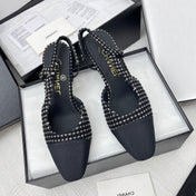CC SLINGBACK 25S 65 MM IN BLACK TWEED AND FABRIC