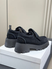 CELINE 25S SERIN CHUNKY LOAFERS 50MM IN BLACK SUEDE