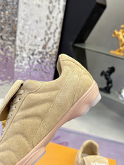 LV 26S FOOTPRINT SOCCER SNEAKERS IN BEIGE SUEDE