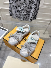 FENDI 26S SNEAKERS IN GREY FABRIC AND SUEDE