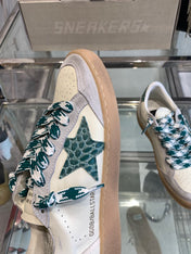 BALL STAR SNEAKERS GREEN CROCODILE EMBOSSED LEATHER STAR