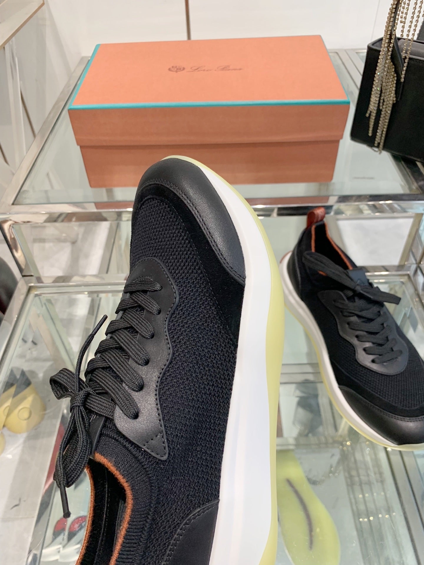 SNEAKER IN BLACK CANVAS MIX SUEDE WITH LAMBSKIN