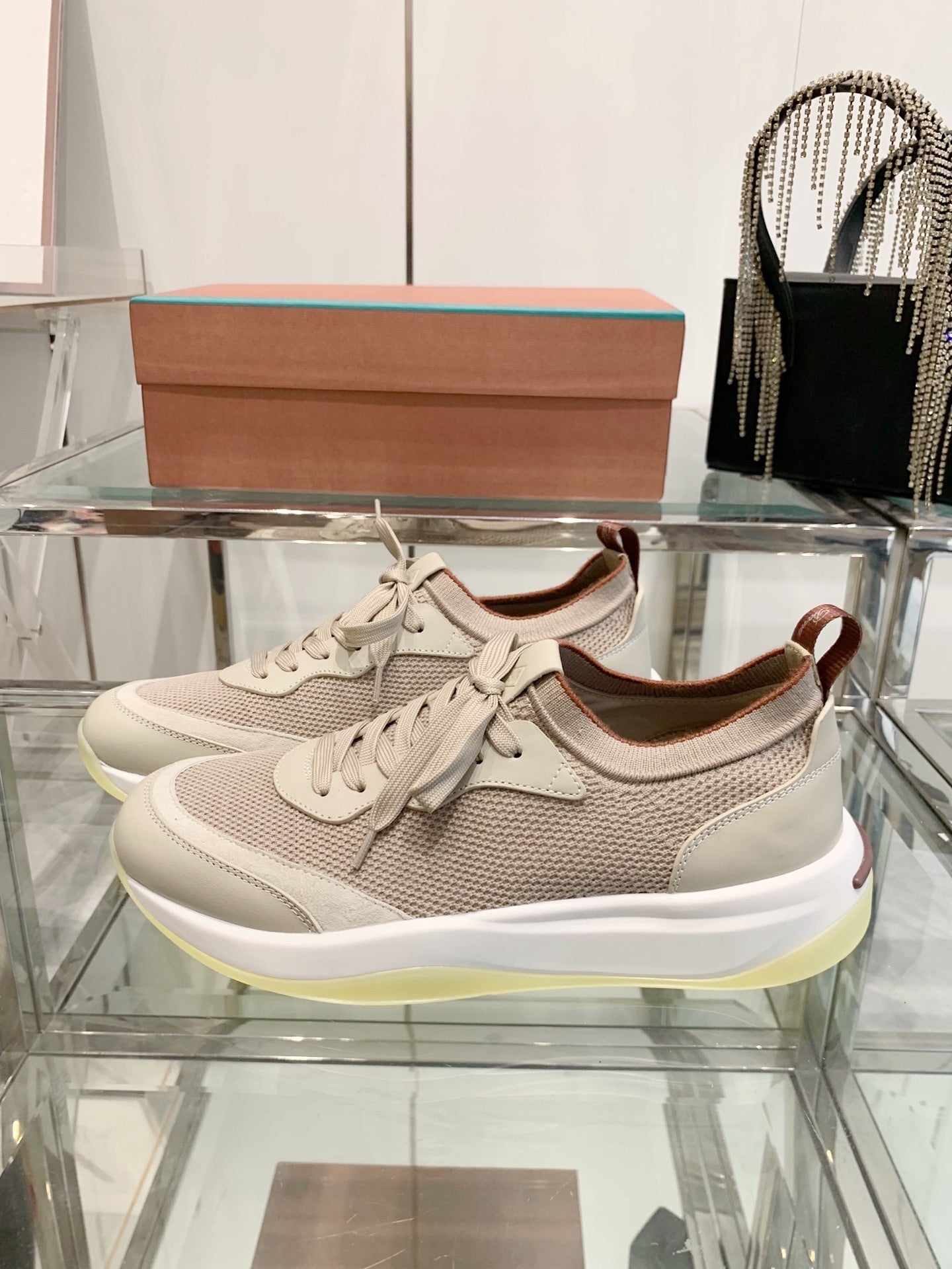 SNEAKER IN LIGHT PINK CANVAS MIX SUEDE WITH LAMBSKIN
