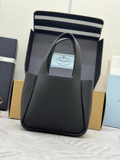 PRADA 25S TOTE MINI BAG 18 IN BLACK CALFSKIN GOLD HARDWARE