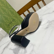 GUCCI 26S HIGH-HEELED SANDALS 105 MM IN BLACK CALFSKIN