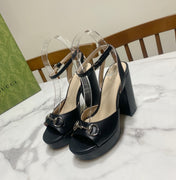 GUCCI 26S HIGH-HEELED SANDALS 105 MM IN BLACK CALFSKIN