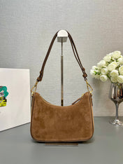 HOBO BAG 23 IN RUSSET BROWN SUEDE GOLD CHAIN