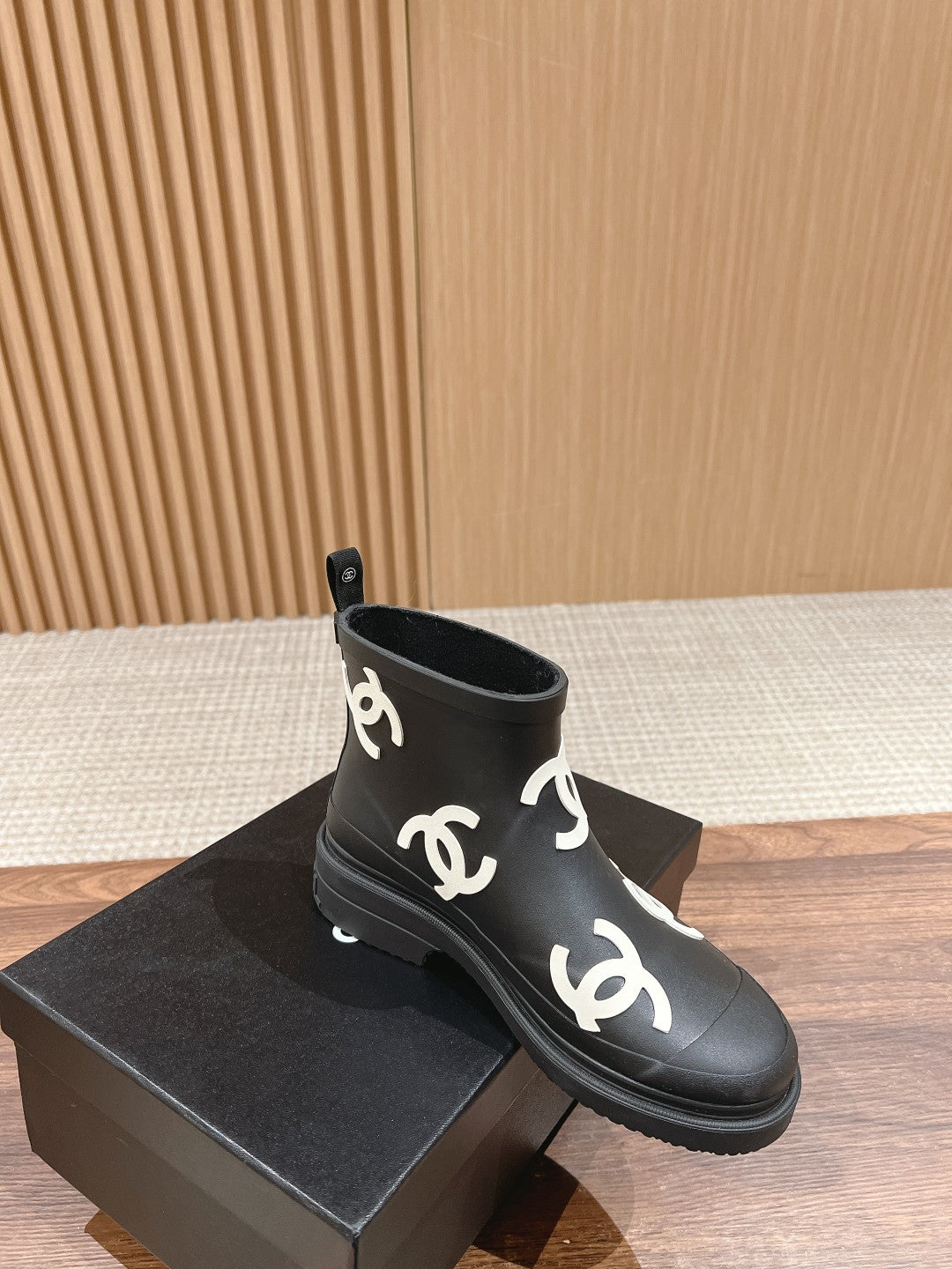 CC RAIN BOOTS BLACK TPU WITH WHITE LOGO