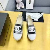CC SLIP-ON 25S IN BLACK AND WHITE FABRIC WITH STRIPED PATTERN