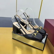 GG HIGH SLINGBACK 65 IN BLACK LAMBSKIN WITH GOLD HARDWARE